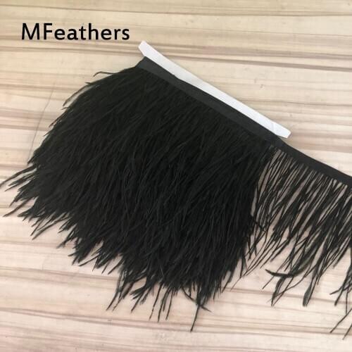 10meters black color ostrich Trim 10-15cm 8-10cm available DIY ostrich feather lace fringe trimming for shawl cosutme accessorys