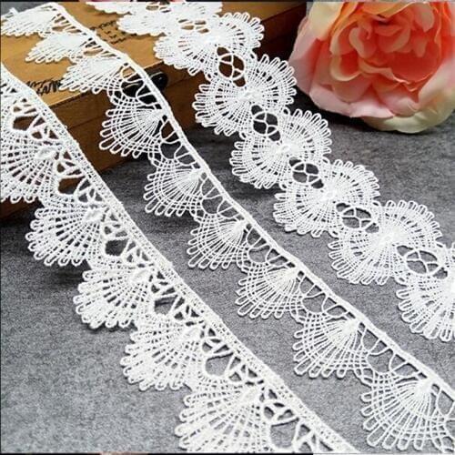 2 Yards Vintage Shell Pattern Lace Trim Embroidered Ribbon Applique Sewing Craft Crochet Fabric Trimmings Wedding Dress