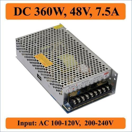 360W 48V 7.5A Switching Power Supply Voltage Transformer AC 100V-240V to DC 48V for LED Strip LED display controls