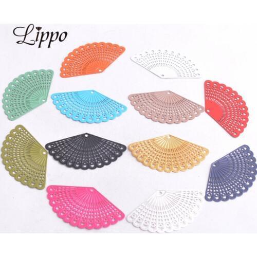 50pcs AB4460 22mm*39mm fan-shaped Connectors Deep Blue Rose Color Charms