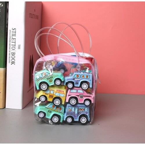 6pcs/12pcs Pull Back Car Toys Mobile Machinery Shop Construction Vehicle Fire Truck Taxi Model Children Mini Cars Happy Gift