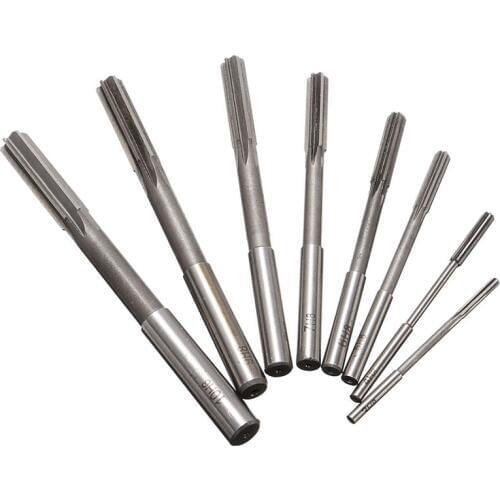 8pcs Hand Reamer 3/4/5/6/7/8/9/10mm Straight Shank H8 HSS Chucking Reamers Set Milling Cutter Tool For Bore Machining