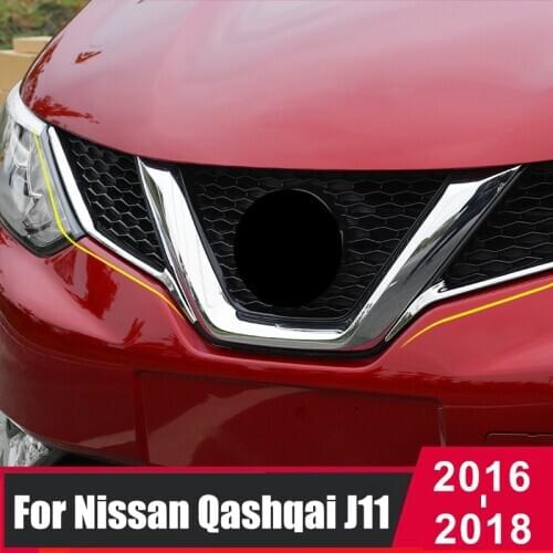 ABS Chrome Car Front Grille Stripe Sticker Bumper Stripes Cover Stickers For Nissan Qashqai J11 2016 2017 2018 Accessories