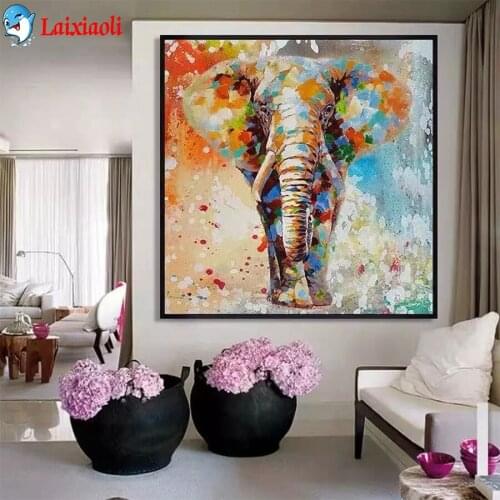 DIY Diamond Painting Abstract animal art, painted elephant Diamond Mosaic Full Drill Square Embroidery Handmade Hobby