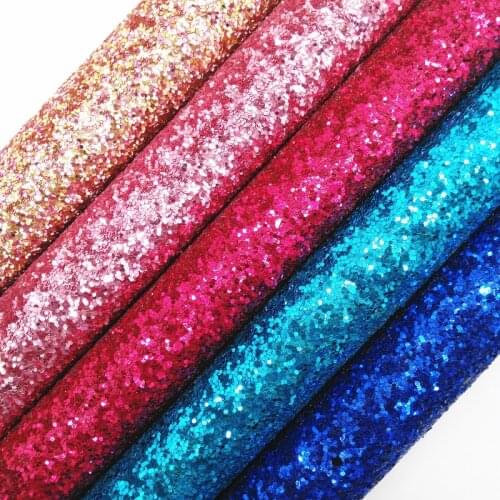 Amonglitter Matching Colors Backing Chunky Glitter Leather Glitter Fabric for DIY Bows Bags and Shoes 21x29cm A4 size MB003