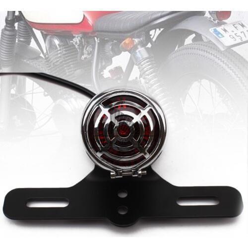 Auto Black Bullet Integrated License Plate Mount Tail Light Brake Light Chrome Lens For Harley Bobber Chopper Cafe Racer Custom