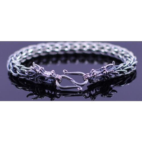 Limited Edition Pure Silver Dragon Bracelet Band Fine Jewelry S925 Silver Chian Band Men Cool Chinses Dragon Hand Chain Bangle