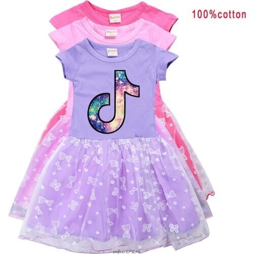 Tik Tok Kids Dresses For Girls Princess Summer Kids Children Tik Tok Print For Girls Kids Girls Children Party Dresses