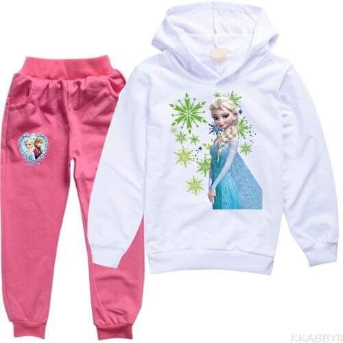 Disney CUHK Childrens Sweater Spring And Autumn Style Long Sleeve And Pants Suit Frozen Snow Princess