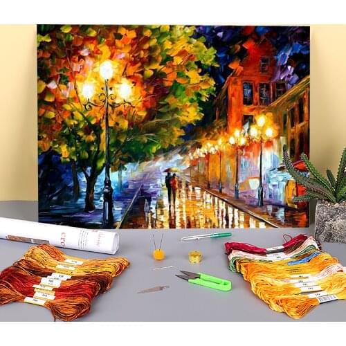 Oil Painting Style Printed 11CT Cross Stitch DIY Embroidery Full Kit DMC Threads Sewing Hobby Painting Handmade Room Adults