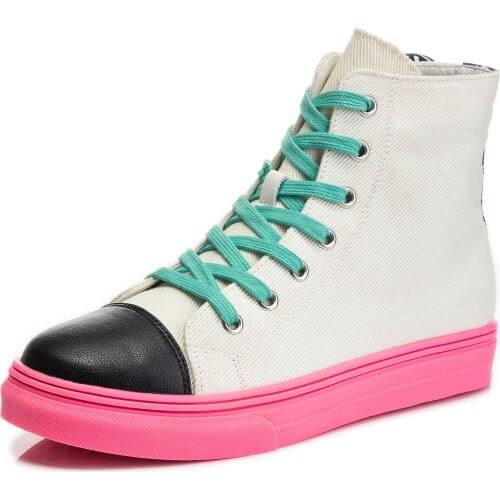 High Top Canvas Shoes Women All Match 2021 Summer Ins Fashion Sneakers Platform Retro Female Casual Shoes Girl Mixed Color PW059