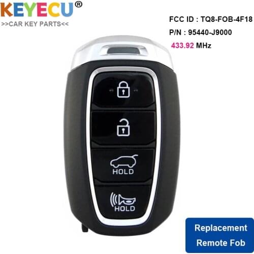 KEYECU Smart Remote Control Car Key Fob 4 Button 433MHz for Hyundai Kona 2018 2019 2020 P/N: 95440-J9000 FCC ID: TQ8-FOB-4F18