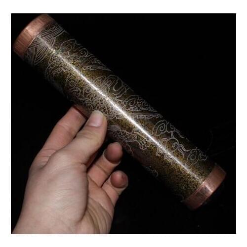 Chine vieux pékin vieux produits vieux pur cuivre sculpté dragon figure kaléidoscope