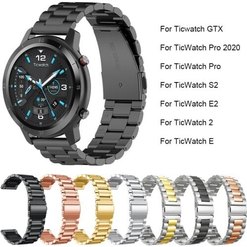 Classic Metal strap For Ticwatch GTX Wrist Band Stainless Steel Watchband For TicWatch Pro 2020 Smartwatch S2 E2 2 C Bracelet