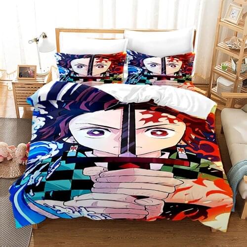 Demon Slayer Bedding Set Single Twin Full Queen King Size Demon Slayer Bed Set Children Kid Bedroom Duvetcover Sets 3D Print 020