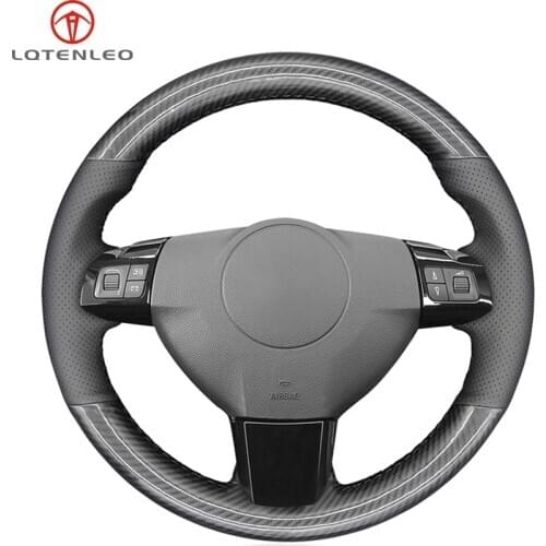 LQTENLEO Carbon Fiber Black Leather Car Steering Wheel Cover For Opel Zaflra B 2005-2014 Signum Vectra C 2005-2009 Holden Astra