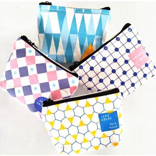 M123 2017 Personality Women Purses Quality Canvas Fabri Geometric Figure Cute 4 Styles Coin Purses Card Bag Zero Wallet