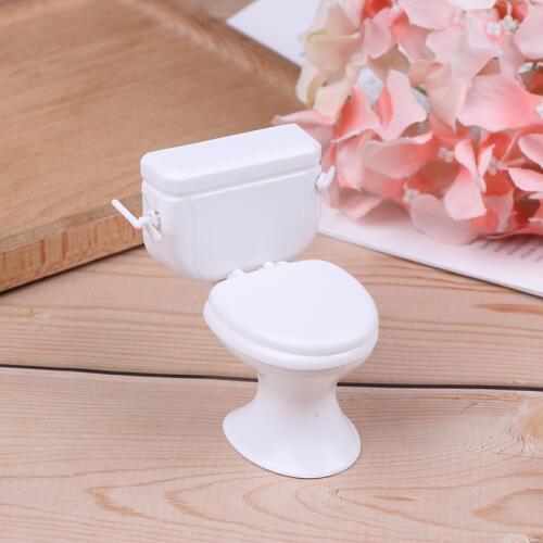 Dollhouse Furniture Vintage Bathroom Modeling White Toilet Doll House Miniature Baby Pretend Toys Dolls Accessories