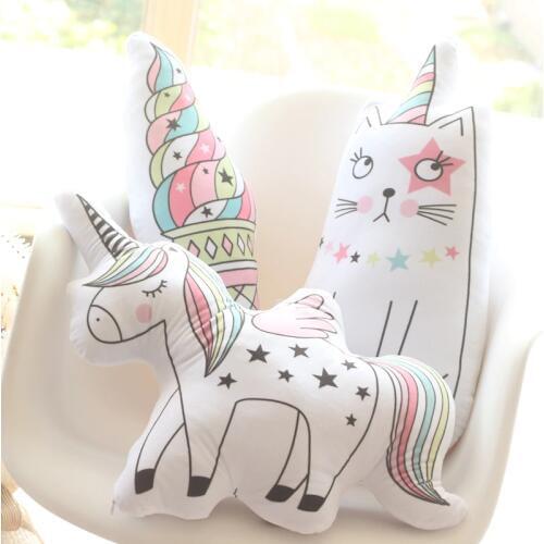 Kawaii Unicorn Plush Toy Soft Icecream Pillow Animal Shaped Doll Baby Bedroom Decoration Gift