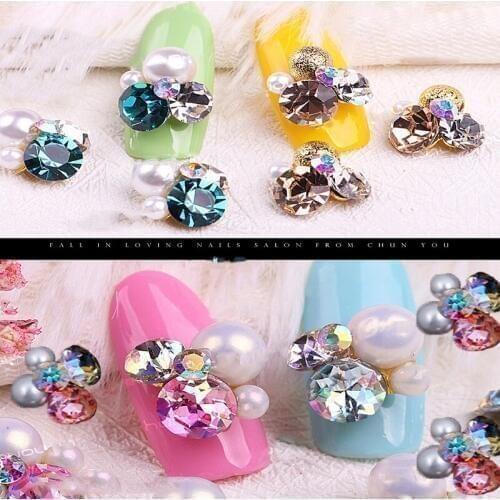 Multi-color Fancy Metal Jewelry Charms (10pcs) 3D Flower Pattern Charms Rhinestone DIY Nail Art & Phone Jewelry JE206-221