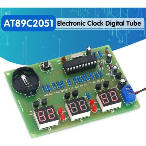 DIY Kits AT89C2051 Electronic Clock Digital Tube LED Display Suite Electronic Module Parts and Components DC 9V - 12V