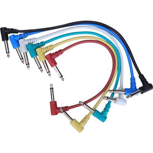 6Pcs Effect Pedal Audio Plug Patch Cable Lead Angle Right Angle 90 Degree Connectors for Bass Guitar Cord