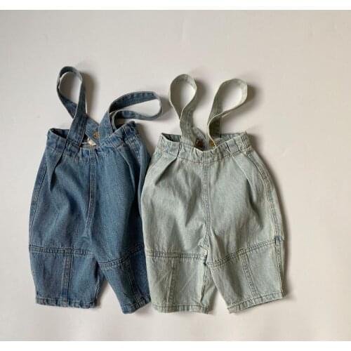 2021 new stylish girls boys denim overalls fashion summer kids jumpsuit