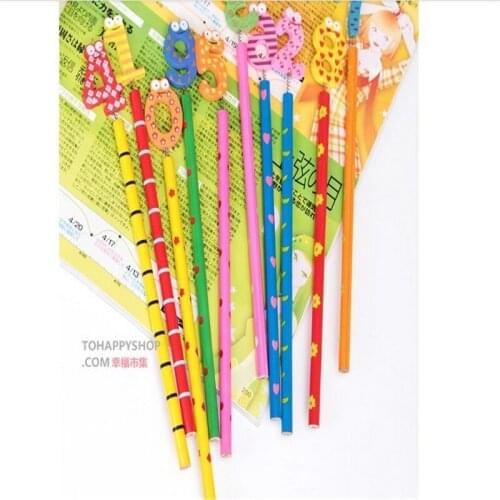B313 0-9 kindergarten early childhood children novelty prizes wooden pencil cartoon figures