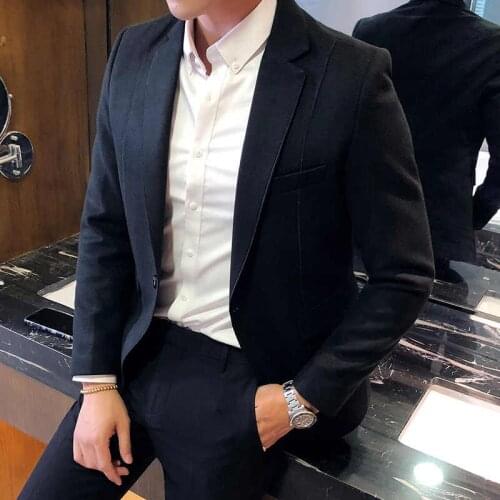 New Dress Black Suit Mens Custom Made Slim Fit Business Suit 2020 Wedding Suits Groom Male Tuxedos 2 Piece Set (Jacket+Pants)