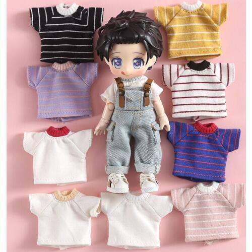 Ob11 baby clothes striped short-sleeved T-shirt obitsu11 Molly doll clothes GSC body 1/8 1/12bjd doll clothes accessories