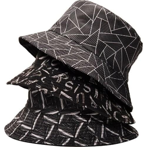 2021 Fashion Letter Print Panama Hat Cap Black Reversible Bucket Hat Summer Sun Hats For Women Men Fishermans hat