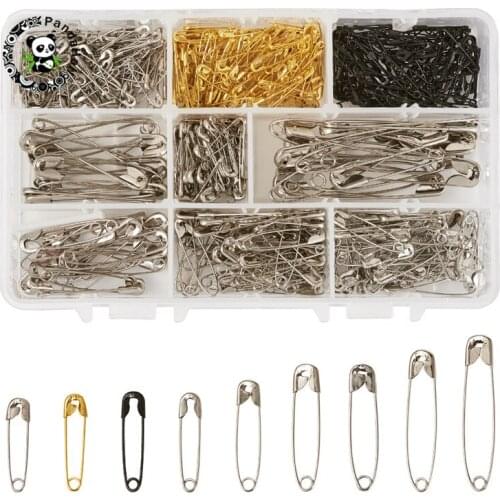 Pandahall 1 Box Iron Safety Pins for Jewelry Findings Making Mixed Color 165x108x30mm 500pcs/Box