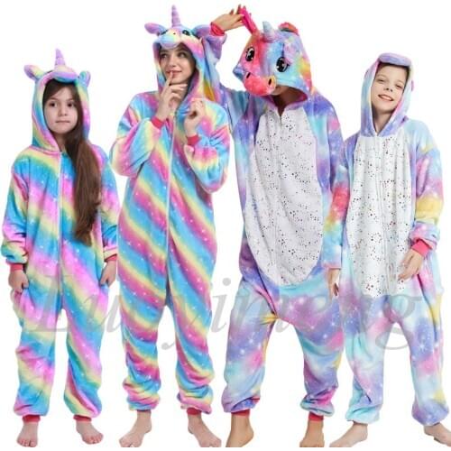 Winter Women Costume Unicorn Onesie Kids Adults Animal Pajamas For Boys Girls Panda Stitch Pyjamas Cosplay Overalls Sleepwear