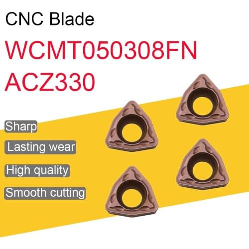 10PCS WCMT050308FN ACZ330 Carbide Inserts High Quality WCMT05 Blades Turning Tool CNC Lathe Cutting Tool