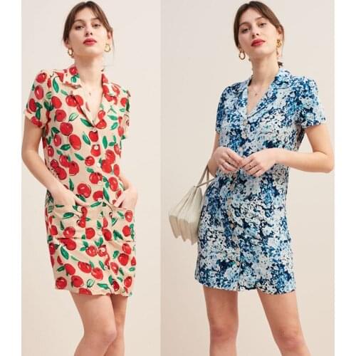 Patads French light luxury minority autumn and winter European and American fan street shooting playful Lapel thin print dress 2
