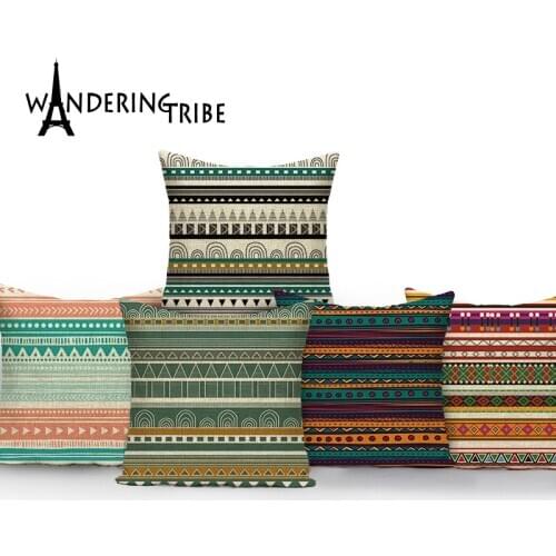 High Quality Pillow Case Morocco Geometry Cushion cases Seat Linen Promotion Home Decoration Stripe Blue Lumbar Pillow Cover