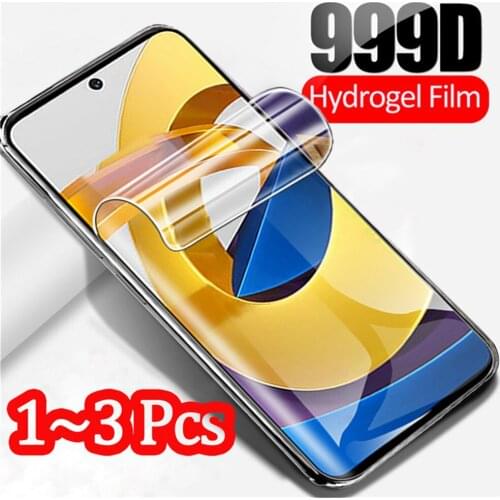 1-3 pcs, hydrogel film for poco-f3 xiaomi poco x3 pro soft glass poco x3 nfc screen protector poco x 3 pro xiaomi pocophone f3