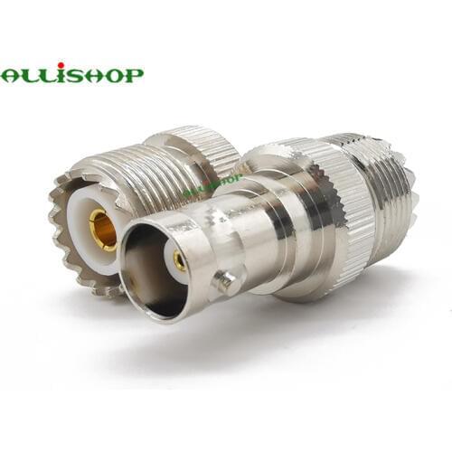 RF Coaxial Coax Adapter BNC Female to UHF Female SO-239 SO239 Connector UHF Female Jack to BNC Female Jack RF Adapter