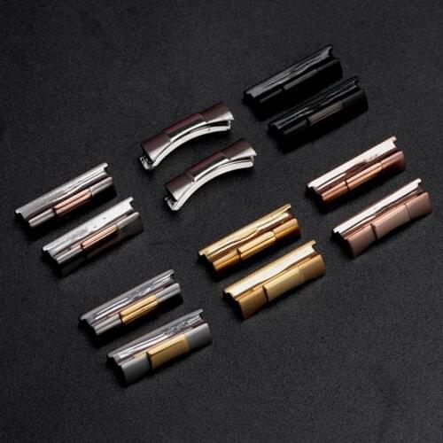 20mm Silver Gold Black Rosegold Solid Curved End Link Endlink Just Replace For Rolex Daytona Watch Band Strap Rubber Leather