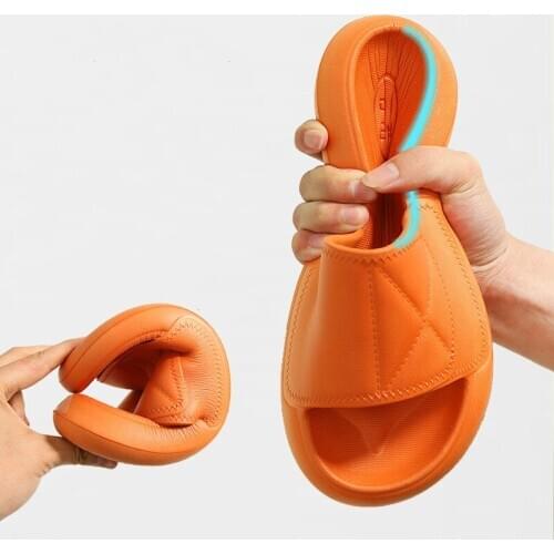 Women Indoor Slippers Thick-soled Female Summer Couple Home Shoes Non-slip Bathroom Silent Soft Bottom Woman Slides Flip Flops