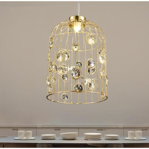 Nordic Postmodern Birdcage Crystal Pendant Lights Art Denmark Designer Light Creative Bar Living Room Decoration Light Fixtures