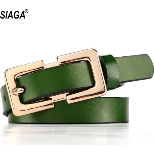 Ladies Soft Genuine Leather Belts Girls Gold Buckles Metal Female Retro Thin Belt for Women Jeans 1.5cm Wide LDFC004