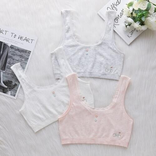 Girls vest girls junior high school students pure cotton solid color vest type developmental students no rim sports underwear
