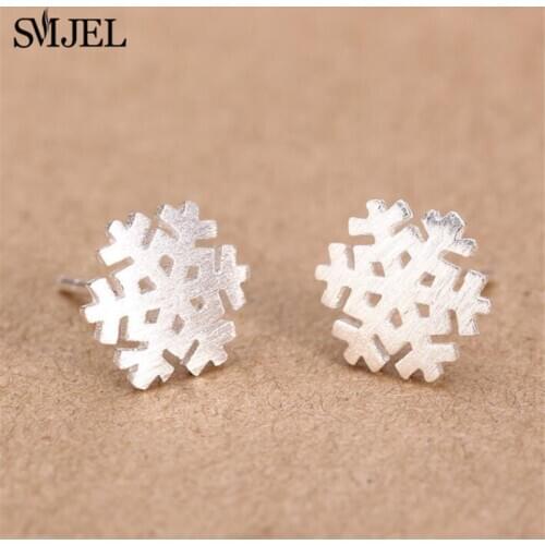 SMJEL Winter Snow Snowflake Stud Earrings Small Women Jewelry Earings Flower Earring Christmas Gifts for Girls Lovers