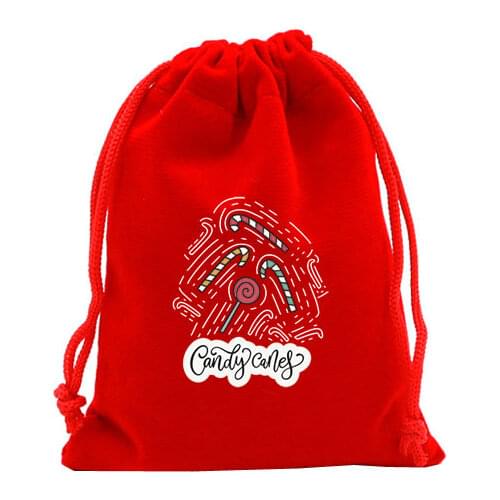 10pcs/lot Red Christmas Deer Drawstring Gift Bag 9x12cm Velvet Wedding Candy Display Packing Small Pouches Cartoon Style
