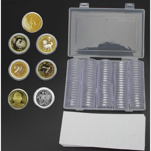 100Pcs 30mm Coin Capsules Protect Gasket Coin Collection Box Transparent Storage AXYD