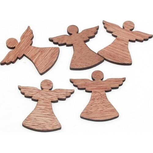 12pcs Wooden Cartoon Creative DIY Cute Angel Embellishments Wood Ornament Cutouts Craft Home Decoration Art 48x50mm