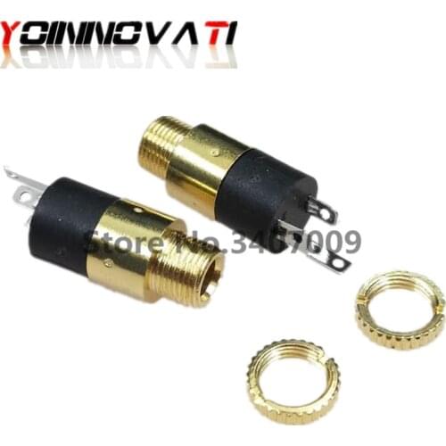 5PCS 3.5MM cylindrical socket PJ-392 Stereo Female Socket Jack with Screw 3.5 Audio Video Headphone Connector PJ392 GOLD PLATED