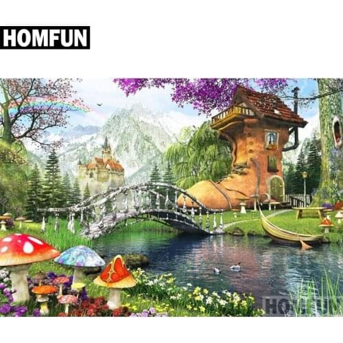 HOMFUN Full Square/Round Drill 5D DIY Diamond Painting "Fairytale scenery" Embroidery Cross Stitch 5D Home Decor Gift A04042