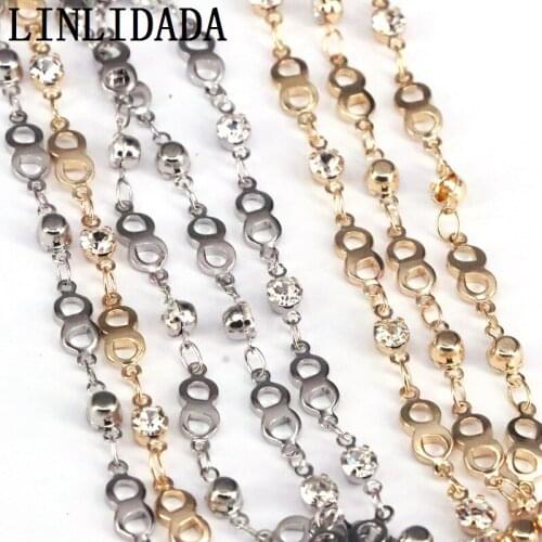 5Meters 8 Pattern Rosary Chains CZ Crystal Link Chain Accessories Fit for Jewelry Making DIY Supplies